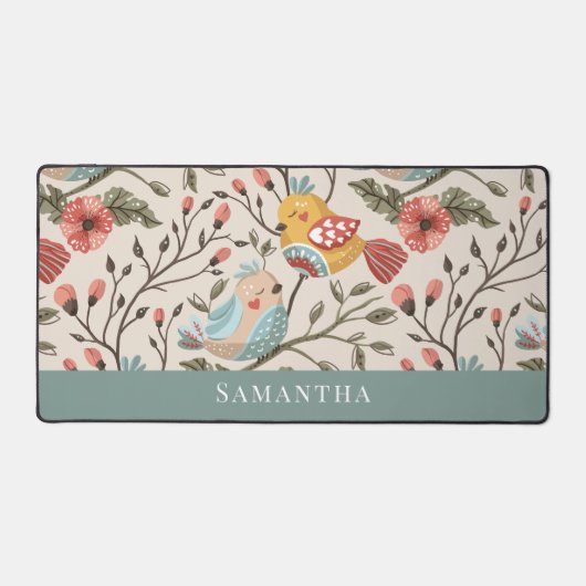 Mooie vogels met bloemennaam bureaumat (Voorkant)