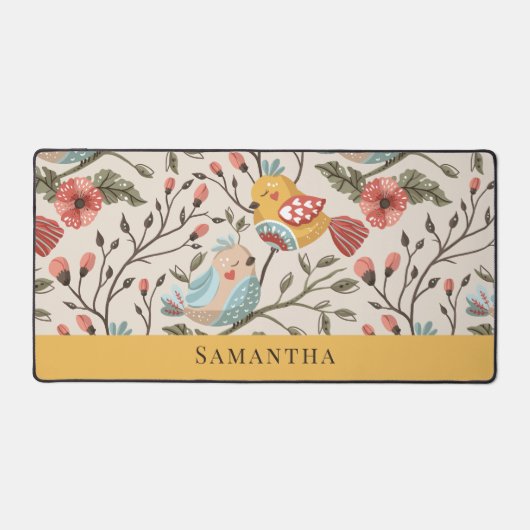 Mooie vogels met bloemennaam bureaumat (Voorkant)
