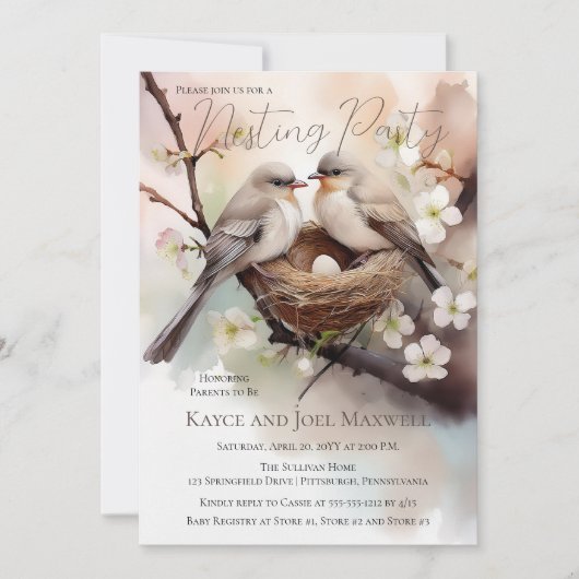 Mooie Vogels Nesten Party Neutraal Baby shower Kaart (Voorkant)