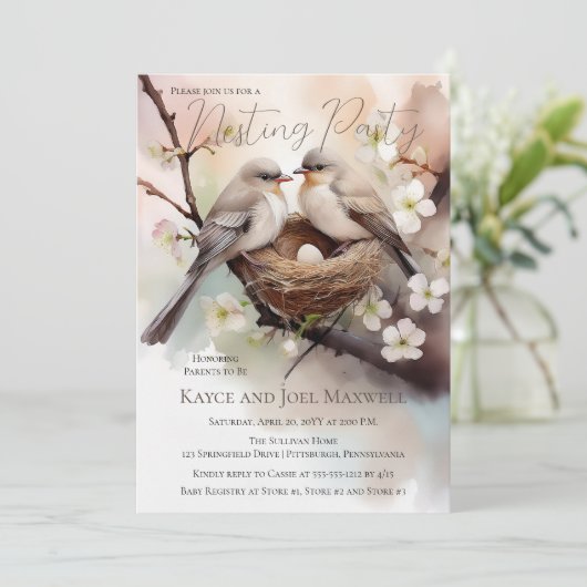 Mooie Vogels Nesten Party Neutraal Baby shower Kaart (Staand voorkant)