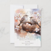Mooie Vogels Nesting Party Twins Baby shower Bedankkaart (Voorkant)