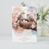 Mooie Vogels Nesting Party Twins Baby shower Bedankkaart (Staand voorkant)