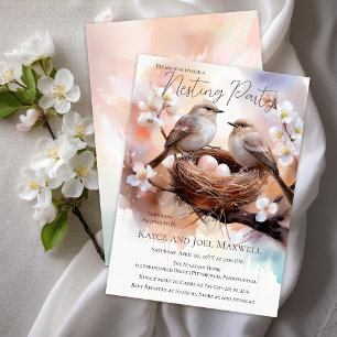 Mooie Vogels Nesting Party Twins Baby shower Kaart