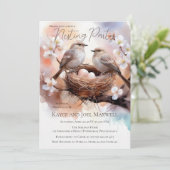 Mooie Vogels Nesting Party Twins Baby shower Kaart (Staand voorkant)