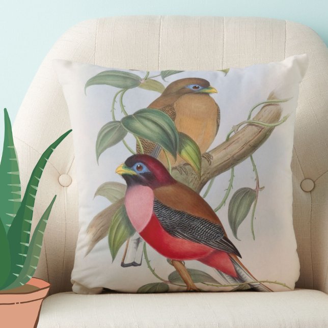 Mooie  vogels omkeerbare piloot kussen (This beautiful vintage birds throw pillow will add color and charm to your space!)