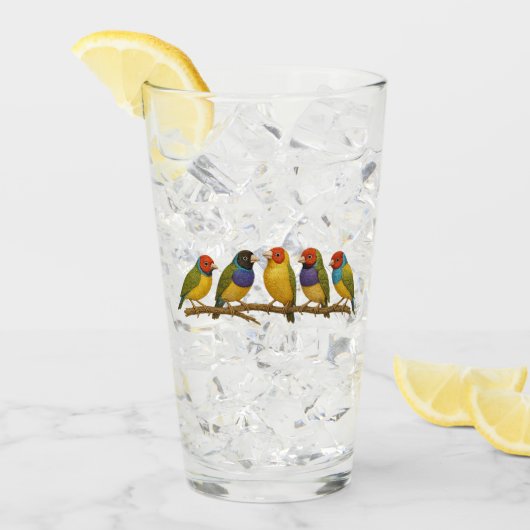 Mooie vogels op de tak glas (Voorkant ijs)