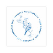 Mooie Vogels op een tak Naam en adres Zelfinktende Stempel (Design)