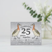 Mooie vogels op maat gemaakt zilveren 25e trouwdag briefkaart (Staand voorkant)