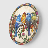 Mooie Vogels Planten Glaseffect Schilderkunst Grote Klok (Hoek)