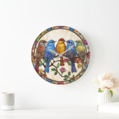 Mooie Vogels Planten Glaseffect Schilderkunst Grote Klok (Huis)