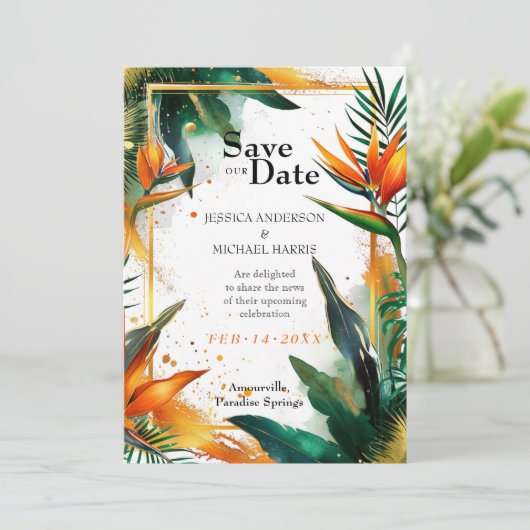 Mooie Vogels van het Paradijs Bliss Save The Date (Staand voorkant)