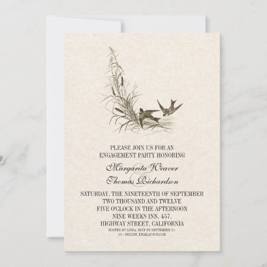 Mooie  Vogels verlovingsfeest nodigt uit Kaart (Voorkant)