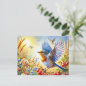 Mooie vogels Zomerlandschap 3 Briefkaart (Staand voorkant)