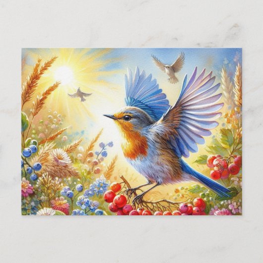 Mooie vogels Zomerlandschap 3 Briefkaart (Voorkant)