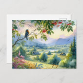 Mooie vogels Zomerlandschap 4 Briefkaart (Voorkant / Achterkant)