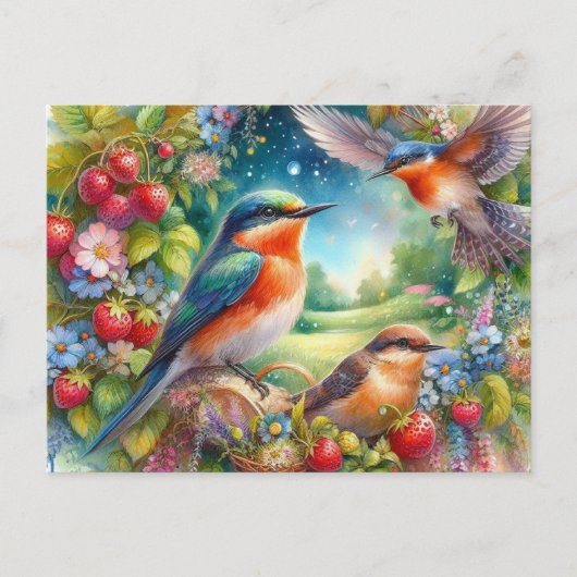Mooie vogels zomerlandschap briefkaart (Voorkant)