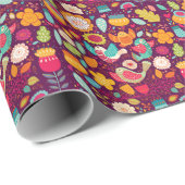 Mooie vogeltjes, bloemetjes, artistiek poster cadeaupapier (Rol Hoek)