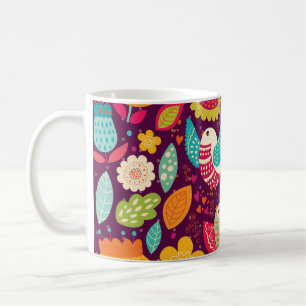 Mooie vogeltjes, bloemetjes, artistiek poster koffiemok