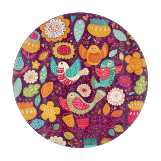 Mooie vogeltjes, bloemetjes, artistiek poster snijplank