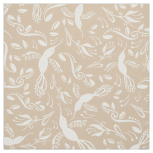 Mooie vogeltjes Colibri Vogelen cram beige Stof