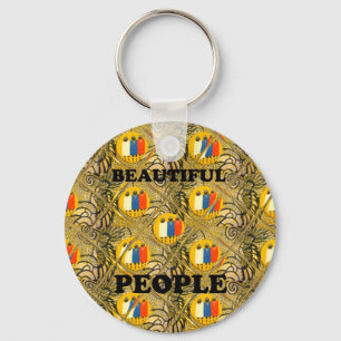 Mooie volken Afrikaanse traditionele bewegingskleu Sleutelhanger