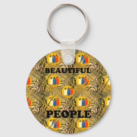 Mooie volken Afrikaanse traditionele bewegingskleu Sleutelhanger (Voorkant)