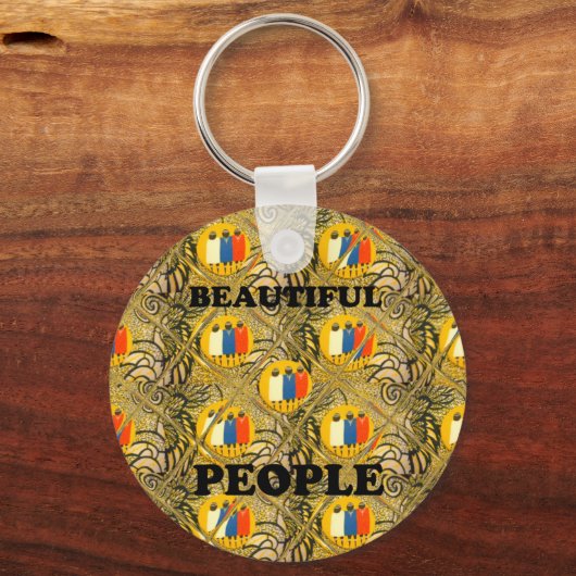 Mooie volken Afrikaanse traditionele bewegingskleu Sleutelhanger (Voorkant)