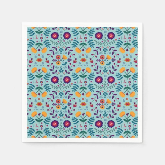 Mooie volkskunst bloemenpatroon servet (Voorkant)