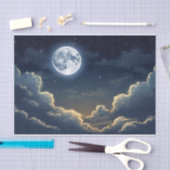 Mooie volle maan boven de wolken tissuepapier (Craft)