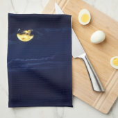 Mooie volle maan in Midnight Blue Clouds Theedoek (Quarter Fold)
