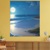 Mooie Volle Maan Ocean Art Canvas Afdruk (Insitu (Woonkamer))