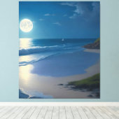 Mooie Volle Maan Ocean Art Canvas Afdruk (Insitu (Houten vloer))