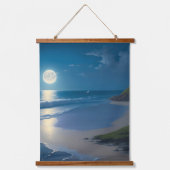 Mooie Volle Maan Ocean Art Hangend Wandkleed (Voorkant)