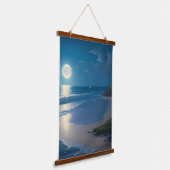Mooie Volle Maan Ocean Art Hangend Wandkleed (Gebogen)