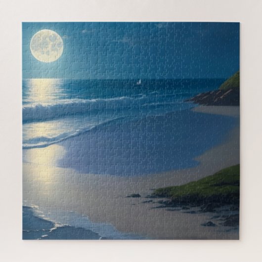 Mooie Volle Maan Ocean Art Legpuzzel (Verticaal)