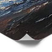 Mooie Volle Maan Reflecterend op Oceaangolven Poster (Hoek)