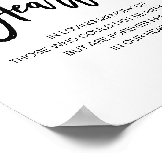 Mooie voorgeschiedenis in ons hart, zwarte herdenk poster (Hoek)