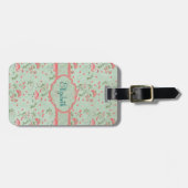 Mooie  voorjaarsfloraal en flamingo bagagelabel (Voorkant horizontaal)