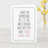 Mooie Vorme Hoofd, Grappig, Chemo, Kanker Kaart (Gele Bloem)