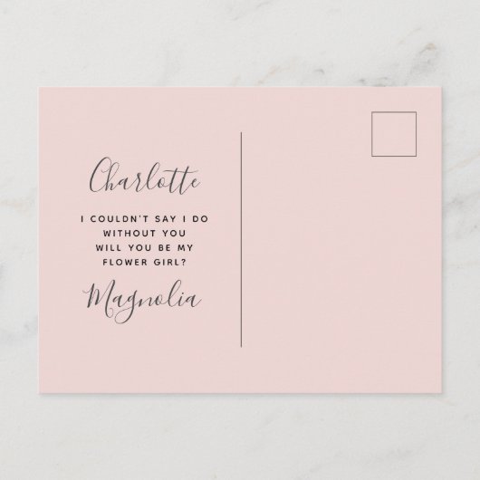 Mooie Vos Bruiloft Bloemenmeisje Aanzoek Aankondigingskaart (Achterkant)