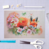 Mooie vos in Flowers Waterverf ontkoppeling Tiss Tissuepapier (Craft)