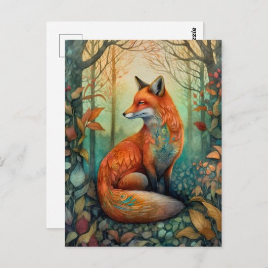 Mooie vos in het Forest Art Briefkaart (Voorkant / Achterkant)