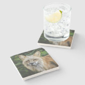 Mooie vos in het wild stenen onderzetter (Zijkant)