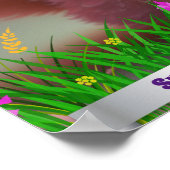 Mooie vos in tuin van roze bloemen Persoonlijk gem Poster (Hoek)