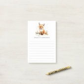 Mooie vos jong watercolor naam gelinieerd post-it® notes (Op bureau)