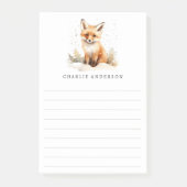 Mooie vos jong watercolor naam gelinieerd post-it® notes (Voorkant)