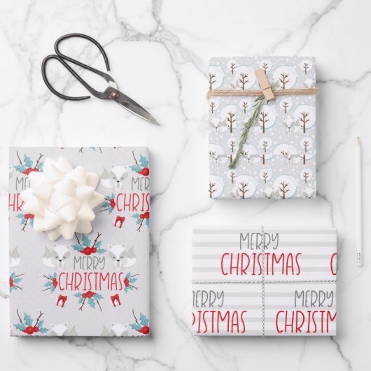 Mooie Vos Kinderen Kerst Wrap Papier Vellen (Voorkant)