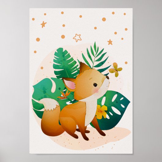 Mooie Vos Kinderkamer Poster Sterren Babykamer Pri (Voorkant)