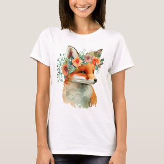 Mooie Vos met Bloemen T-Shirt – Aardige Natuur G