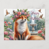 Mooie vos met bloemenkrans Gelukkige verjaardag an Briefkaart (Voorkant)